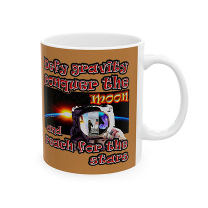 defy conquer reach - White Mug (light brown)