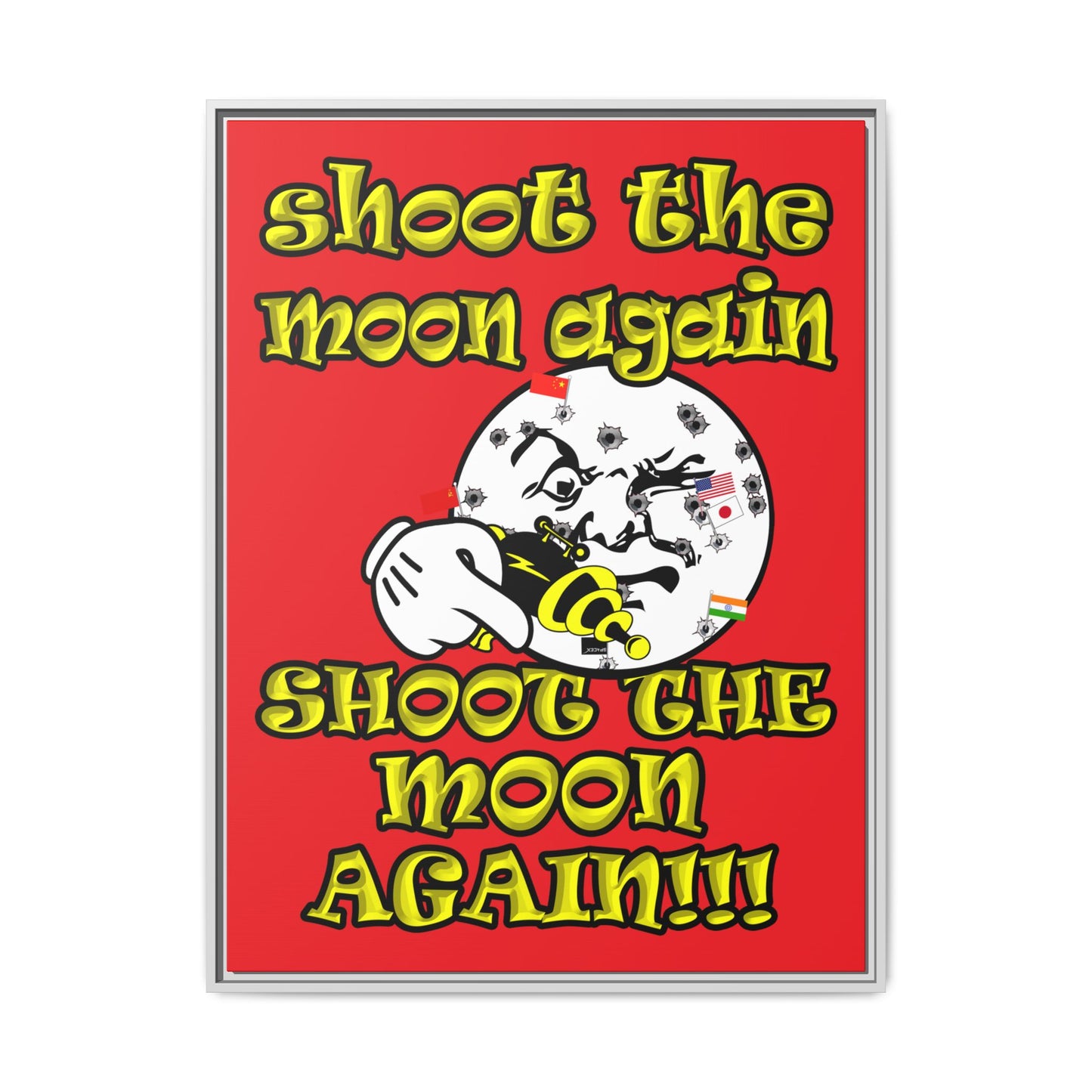 shoot the moon again - framed canvas art (red)