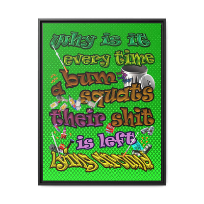 the bum's shit - framed canvas art (logo green)