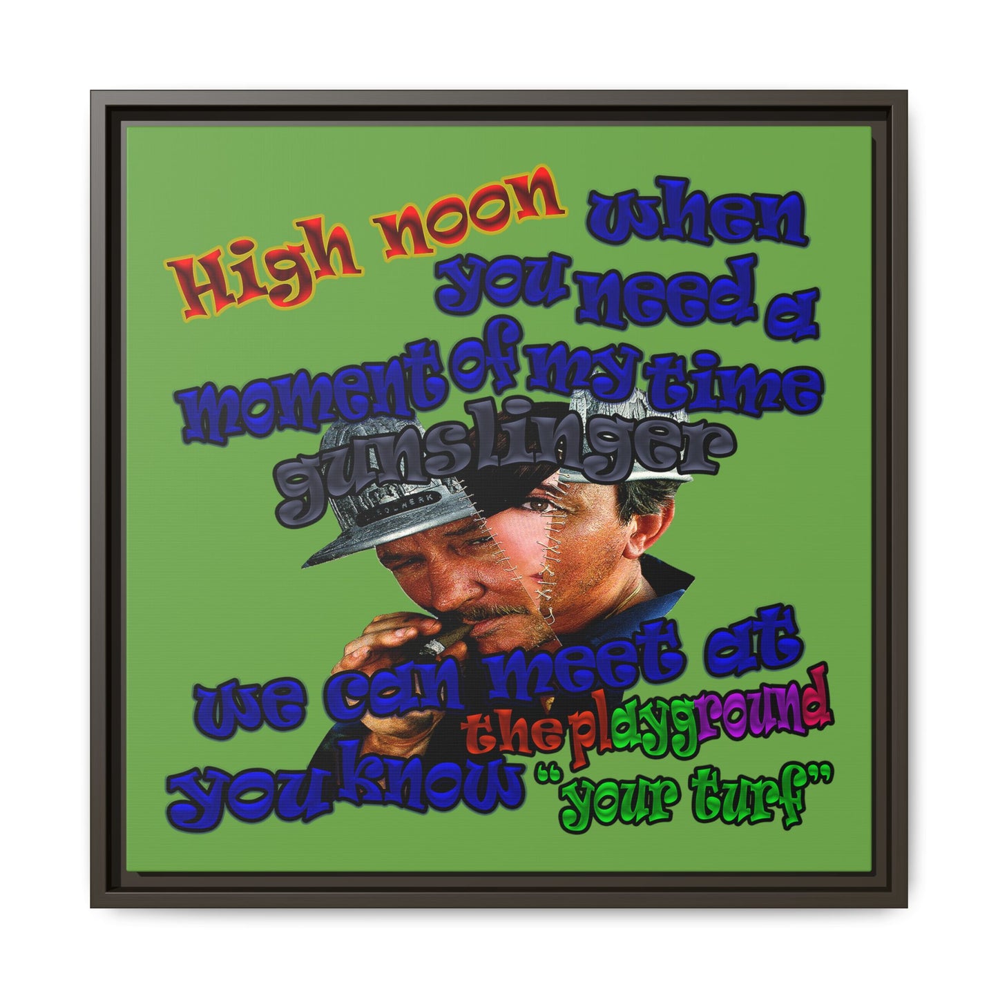 high noon - framed canvas art (green)