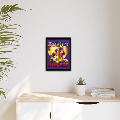 love peace - framed canvas art (purple)