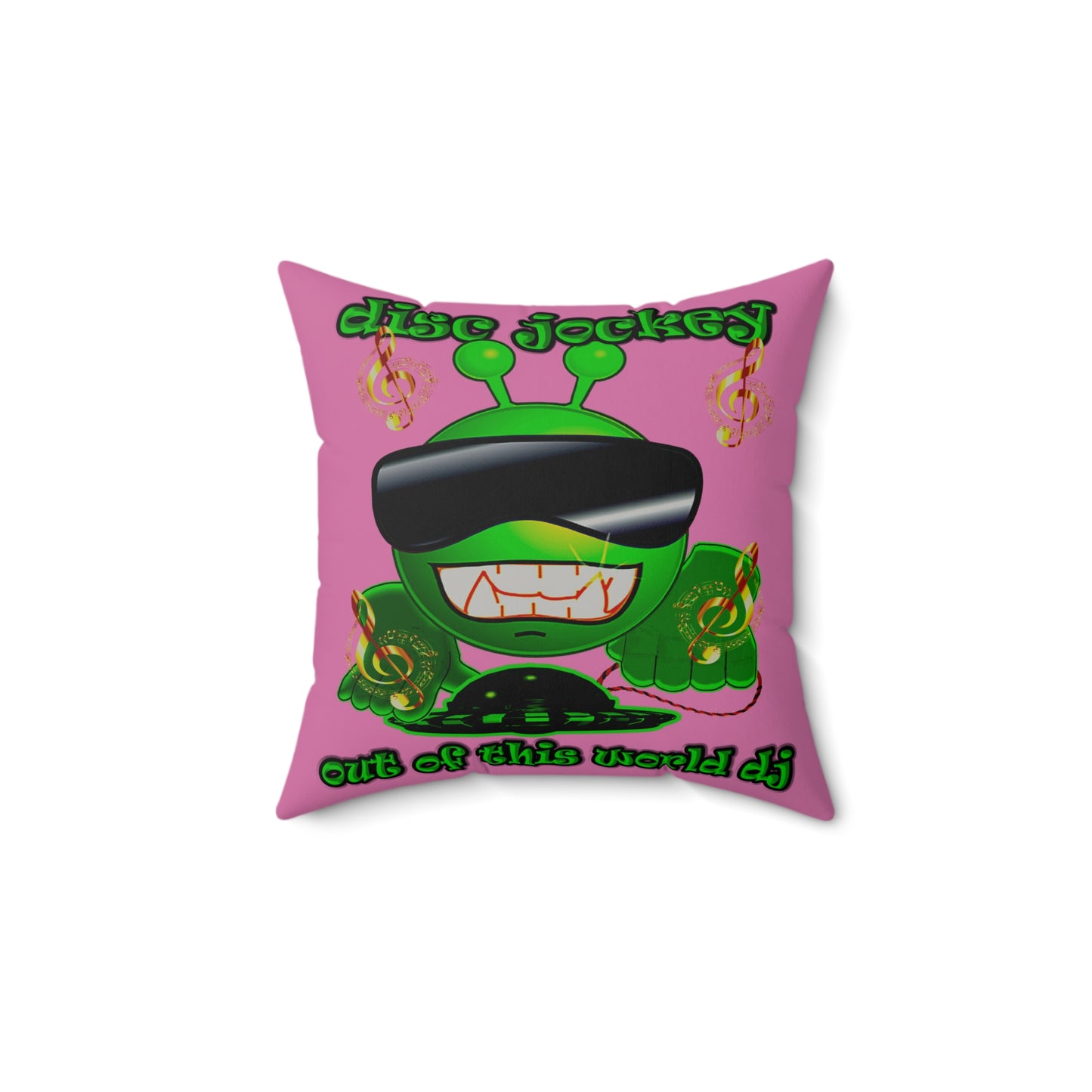 disc jockey - Faux Suede Square Pillow - (light pink)