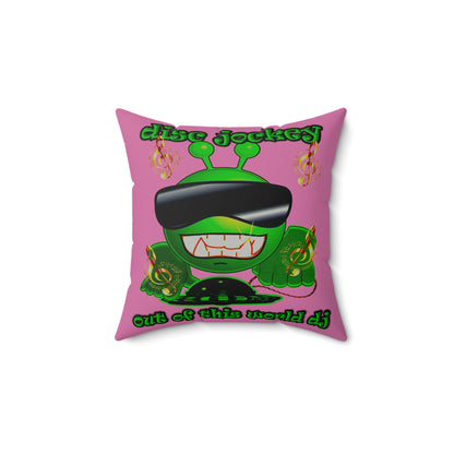 disc jockey - Faux Suede Square Pillow - (light pink)