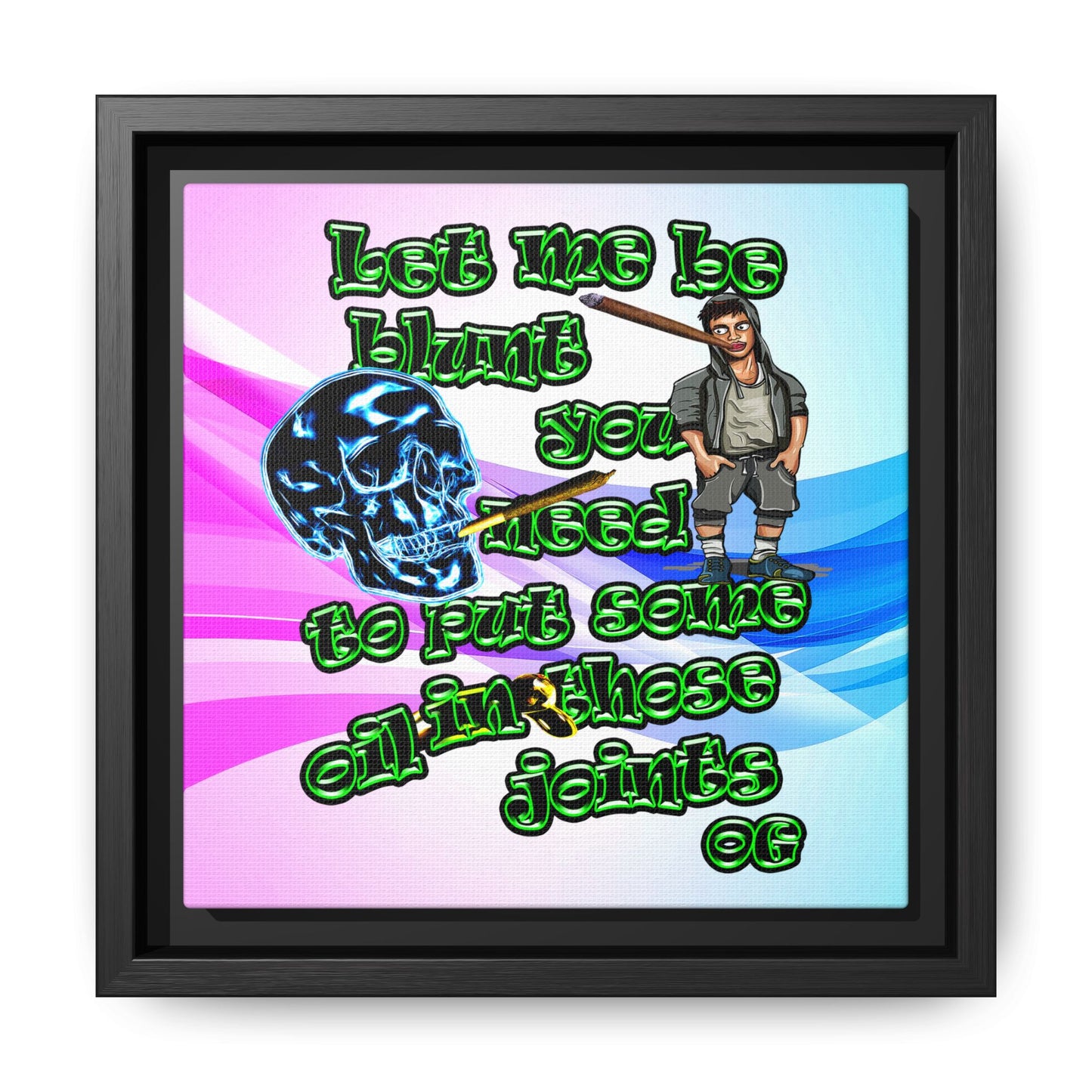 og - framed canvas art (light blue-pink wave)