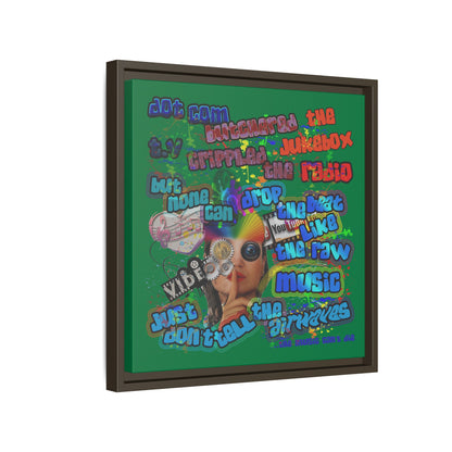 drop the beat - framed canvas art (dark green)