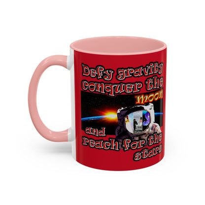 defy conquer reach - Accent Mug (dark red)
