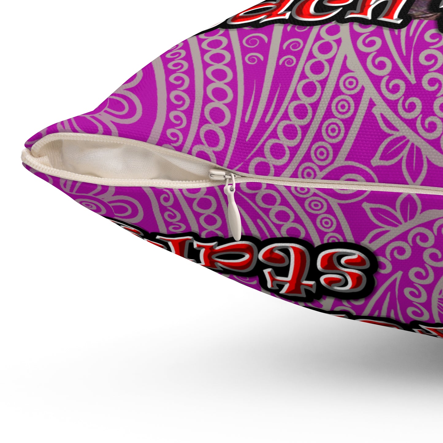 defy conquer reach - Spun Polyester Square Pillow - (pink swirl)