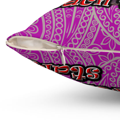 defy conquer reach - Spun Polyester Square Pillow - (pink swirl)