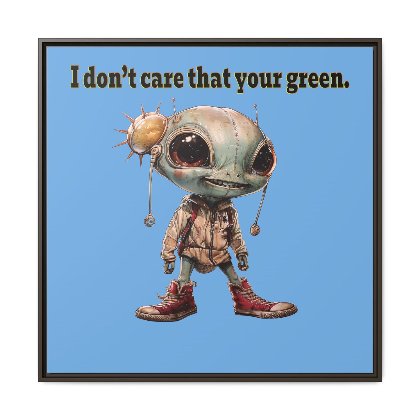 I don't care that your green - framed canvas art (light blue)