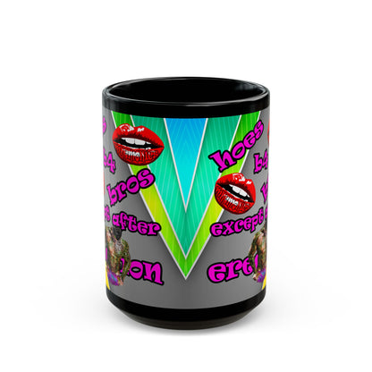 hoes b4 bros - Black Mug (rainbow split)