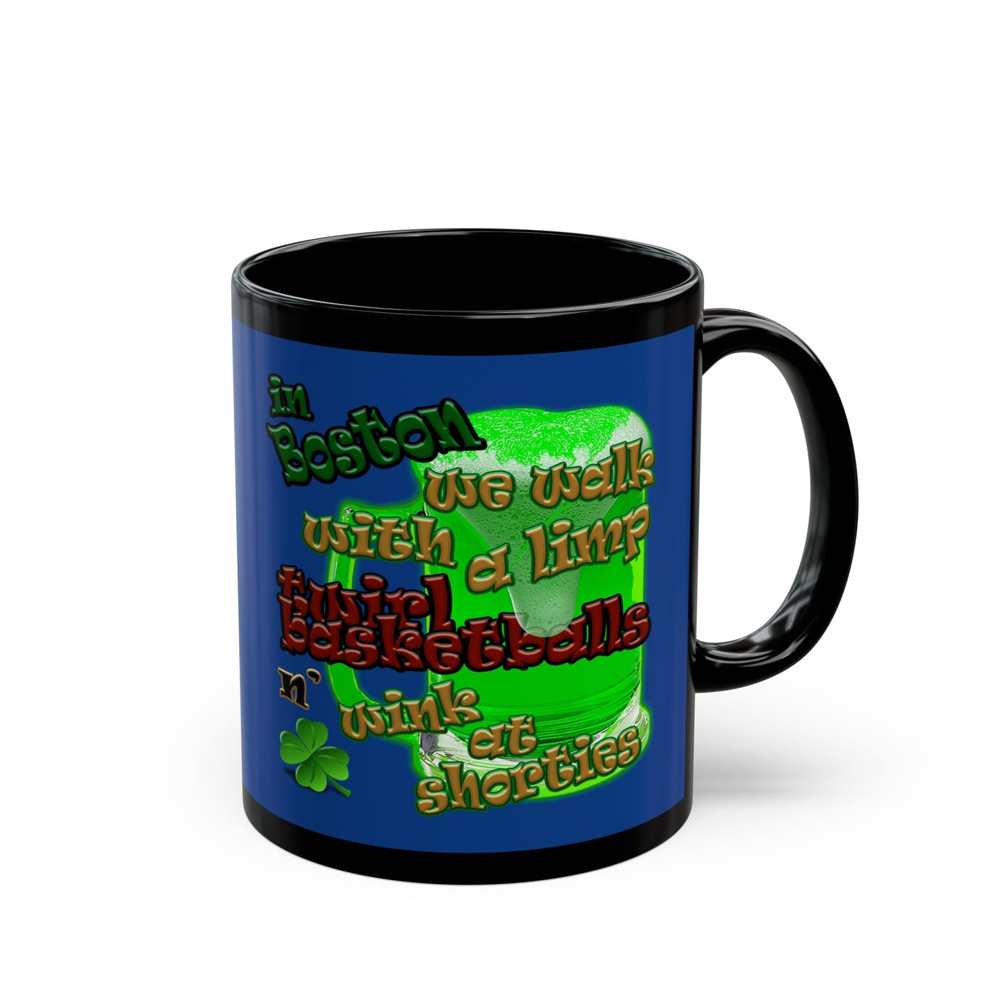 celtics logo - Black Mug (dark blue)