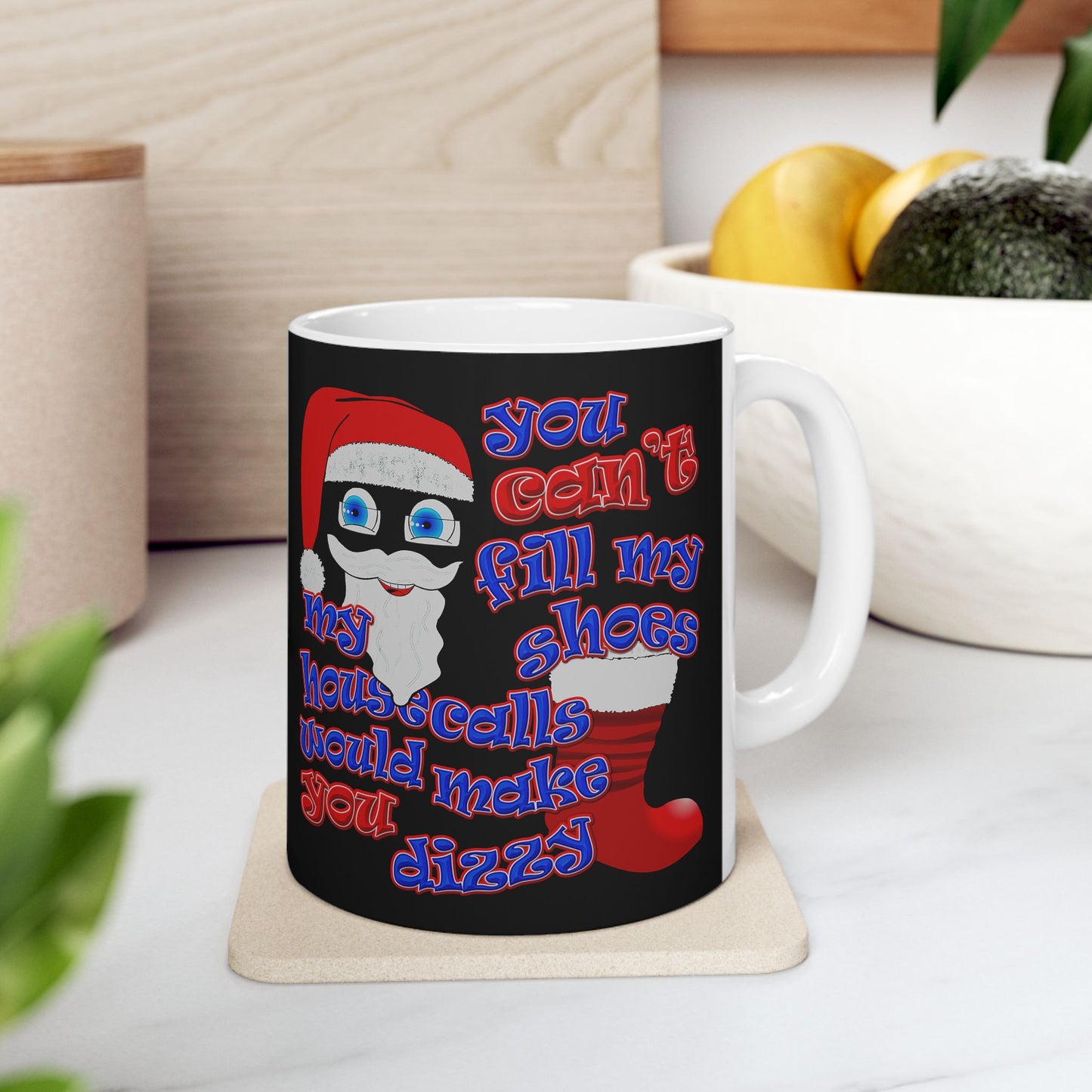 santa's shoes - White Mug (black)