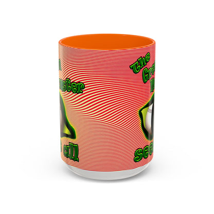 green monster - Accent Mug (yellow-orange wave)