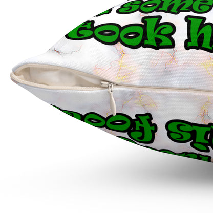 turtle race - Spun Polyester Square Pillow - (white marble)