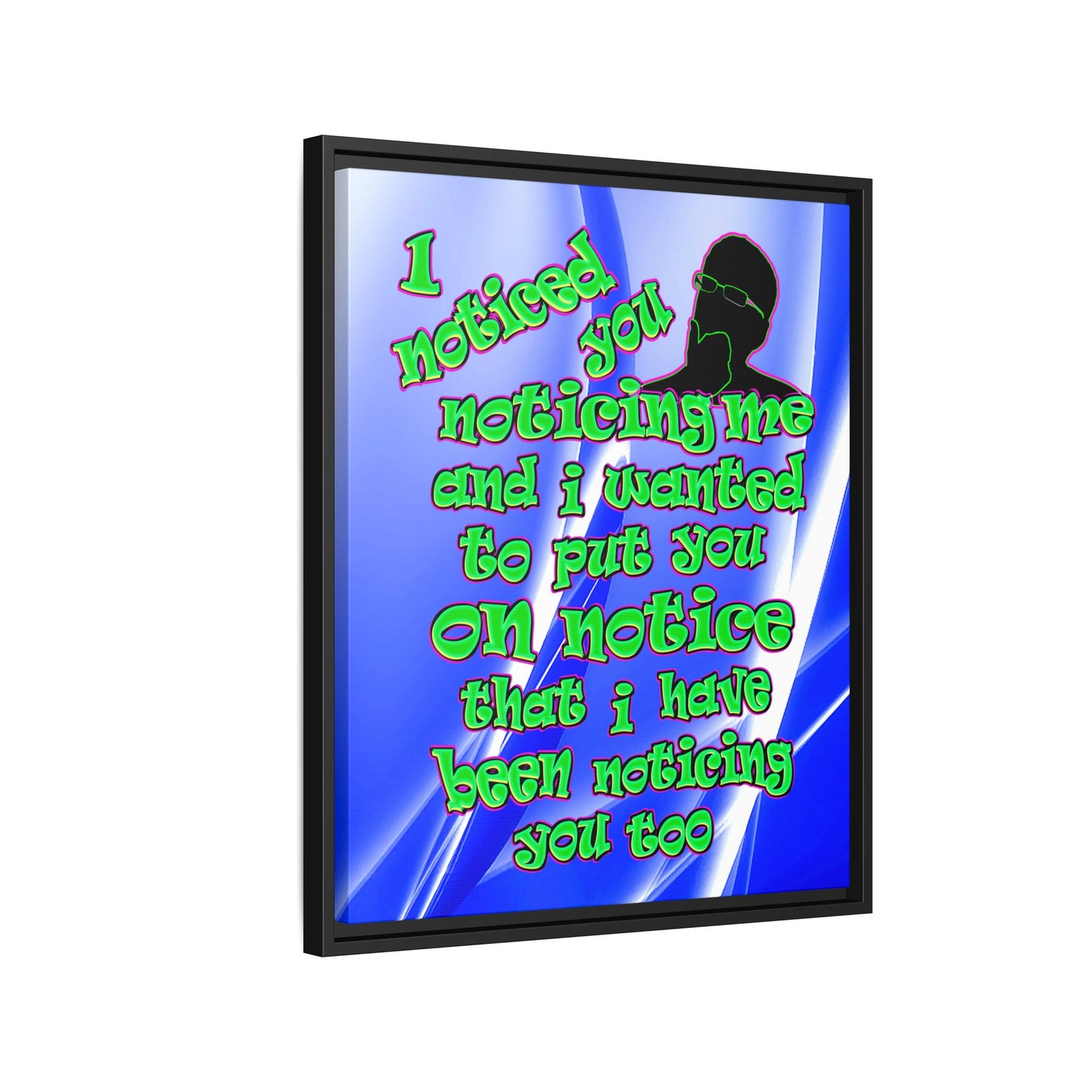 noticed you noticing - framed canvas art (blue-white wave)
