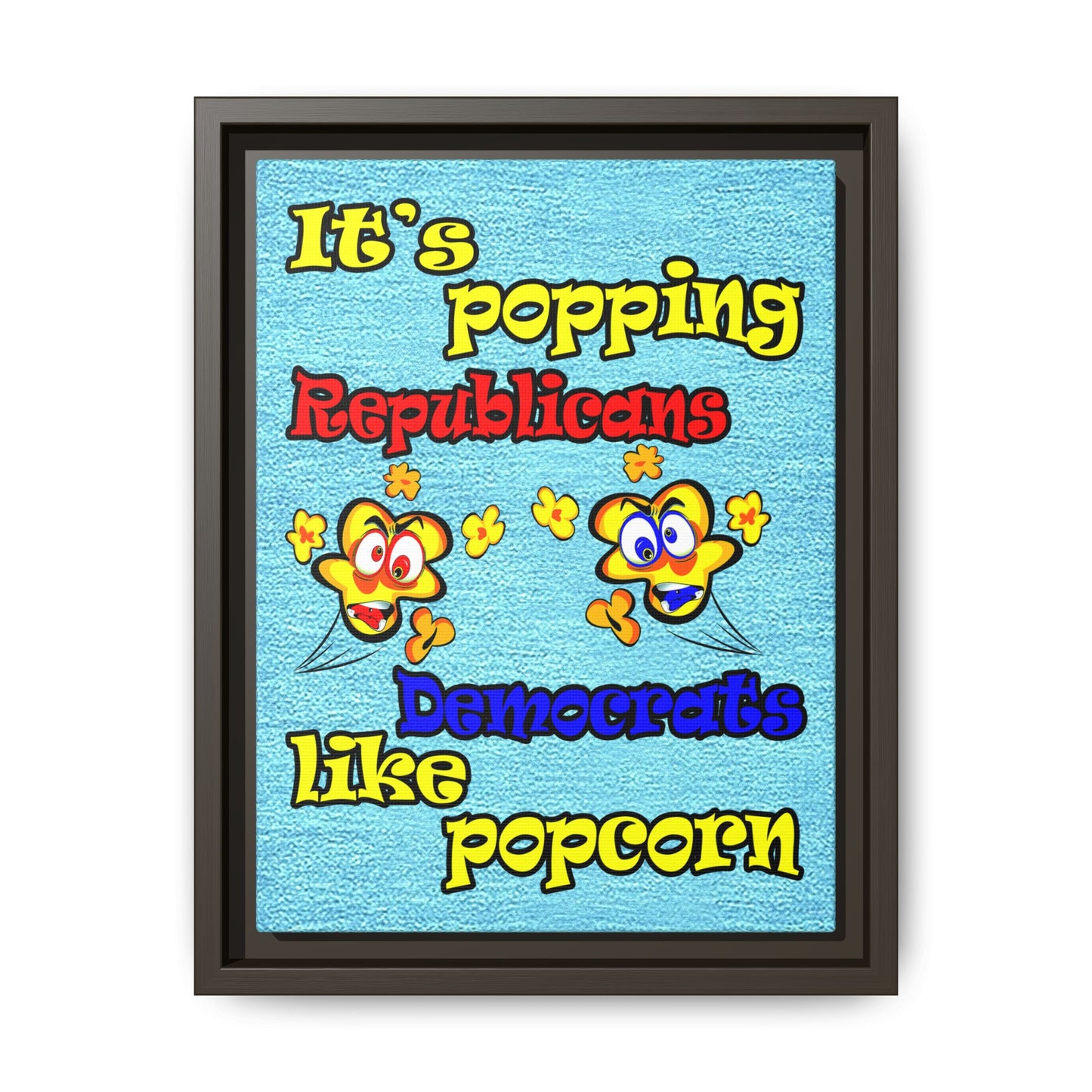 popping like popcorn - framed canvas art (faded dark blue)