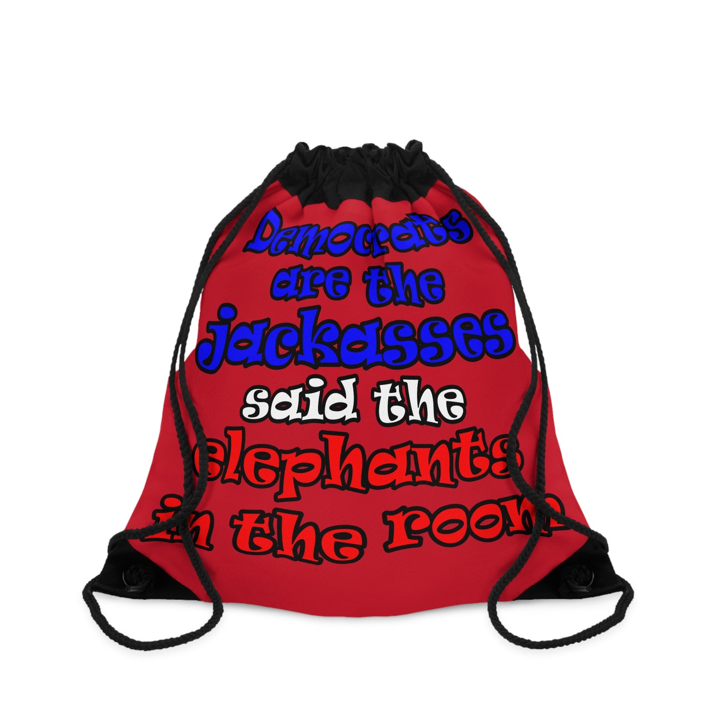 donkeys and elephants - Drawstring Bag (dark red)