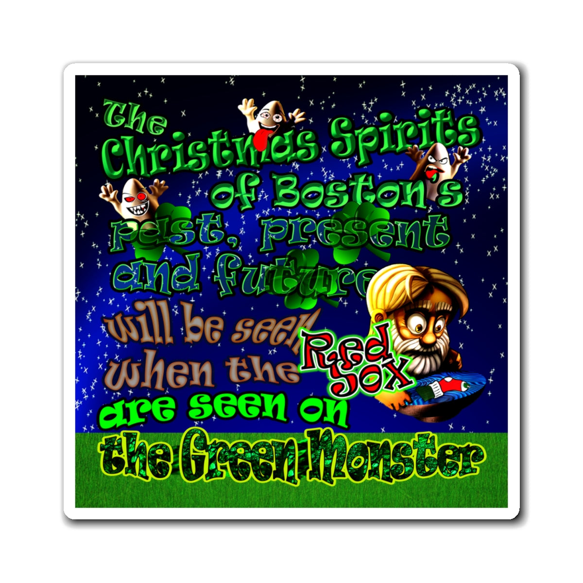 christmas spirits of boston - Magnets - ('snoops' background)