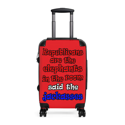 donkeys and elephants - Suitcase (red)
