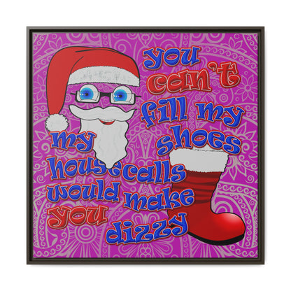 santa's shoes - framed canvas art (pink swirl)