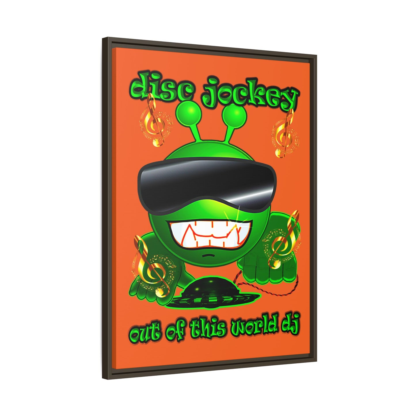 disc jockey - framed canvas art (orange)