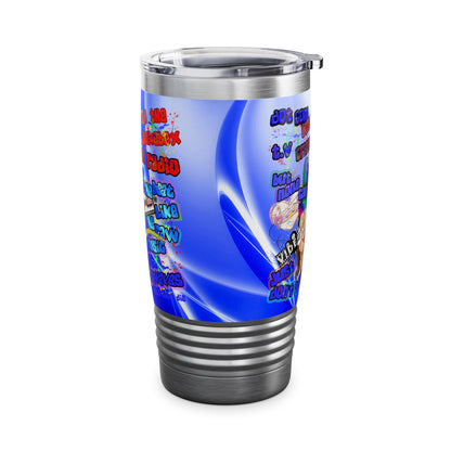 drop the beat - Ringneck Tumbler, 20oz  (blue-white wave)