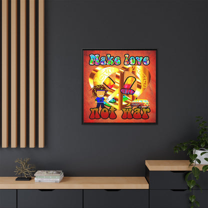 love peace - framed canvas art (burnt orange)