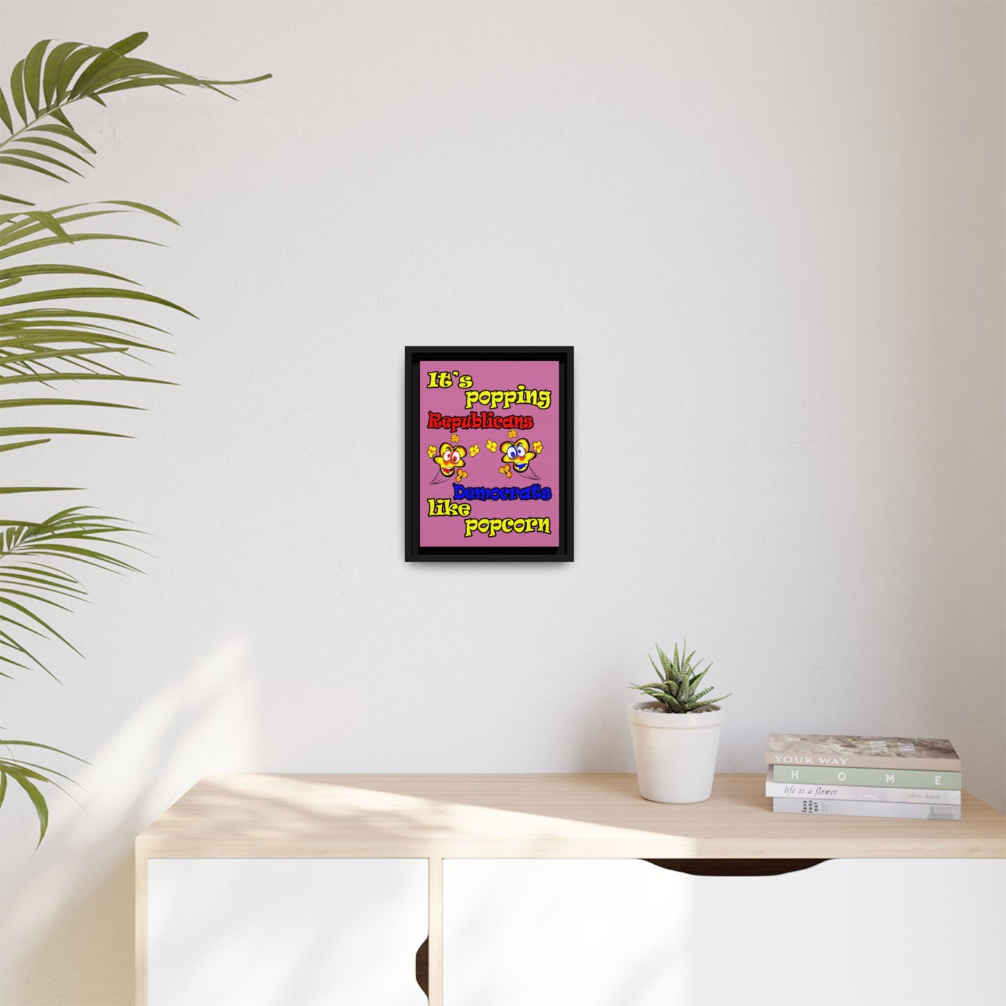 popping like popcorn - framed canvas art (light pink)