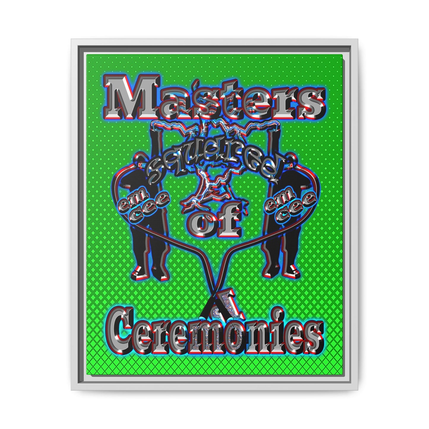 em cee squared - framed canvas art (logo green)