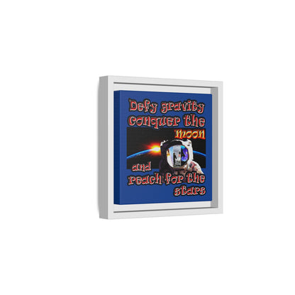 defy conquer reach - framed canvas art (dark blue)