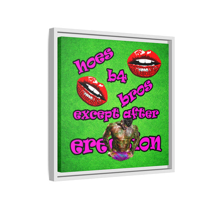 hoes b4 bros - framed canvas art (green turf)