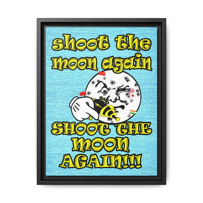 shoot the moon again - framed canvas art (faded blue)