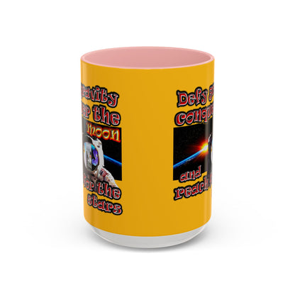 defy conquer reach - Accent Mug (yellow)