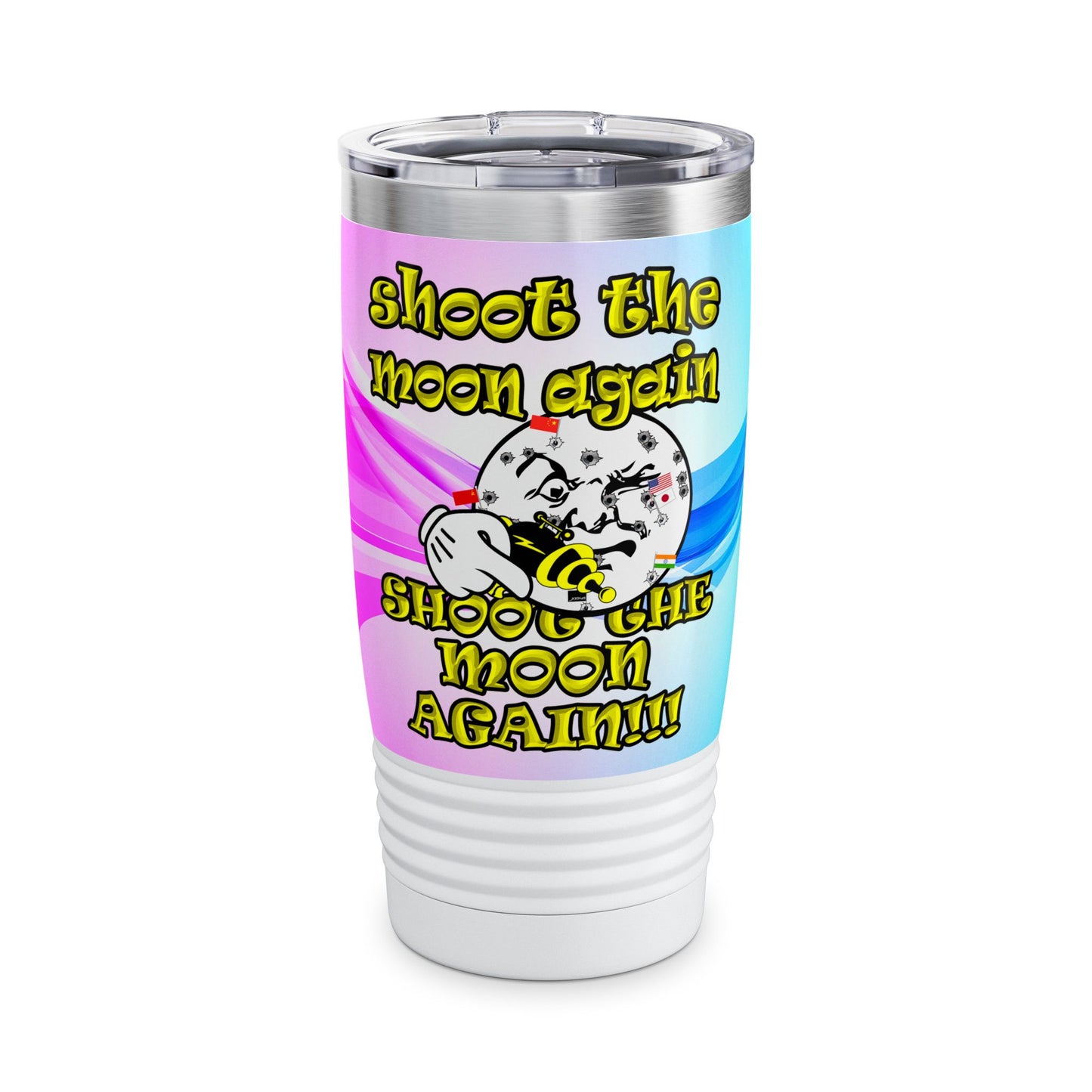 shoot the moon again - Ringneck Tumbler, 20oz (light blue-pink wave)