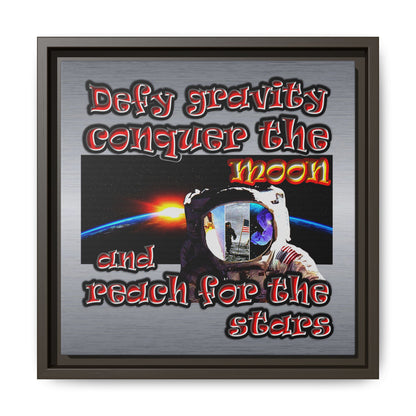 defy conquer reach - framed canvas art (brushed nickel)