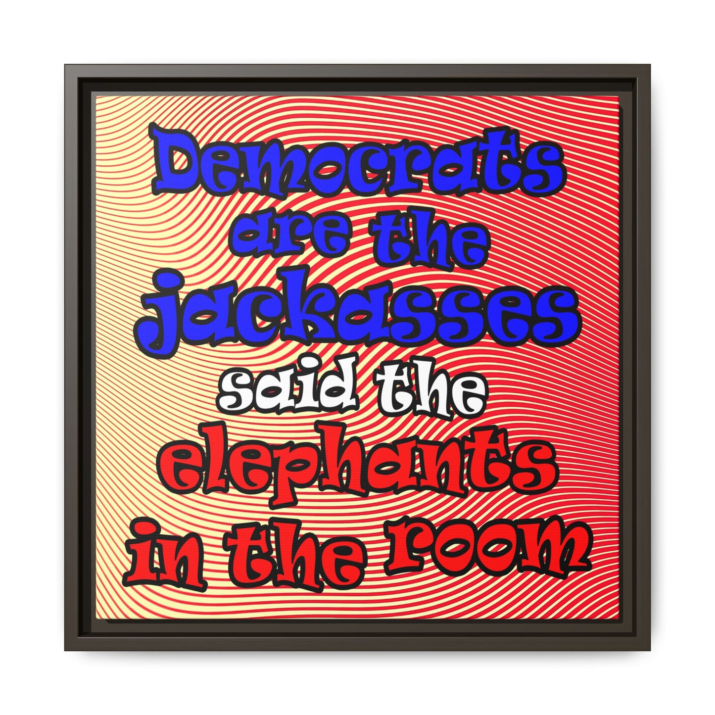 donkeys and elephants - framed canvas art (yellow-orange wave)