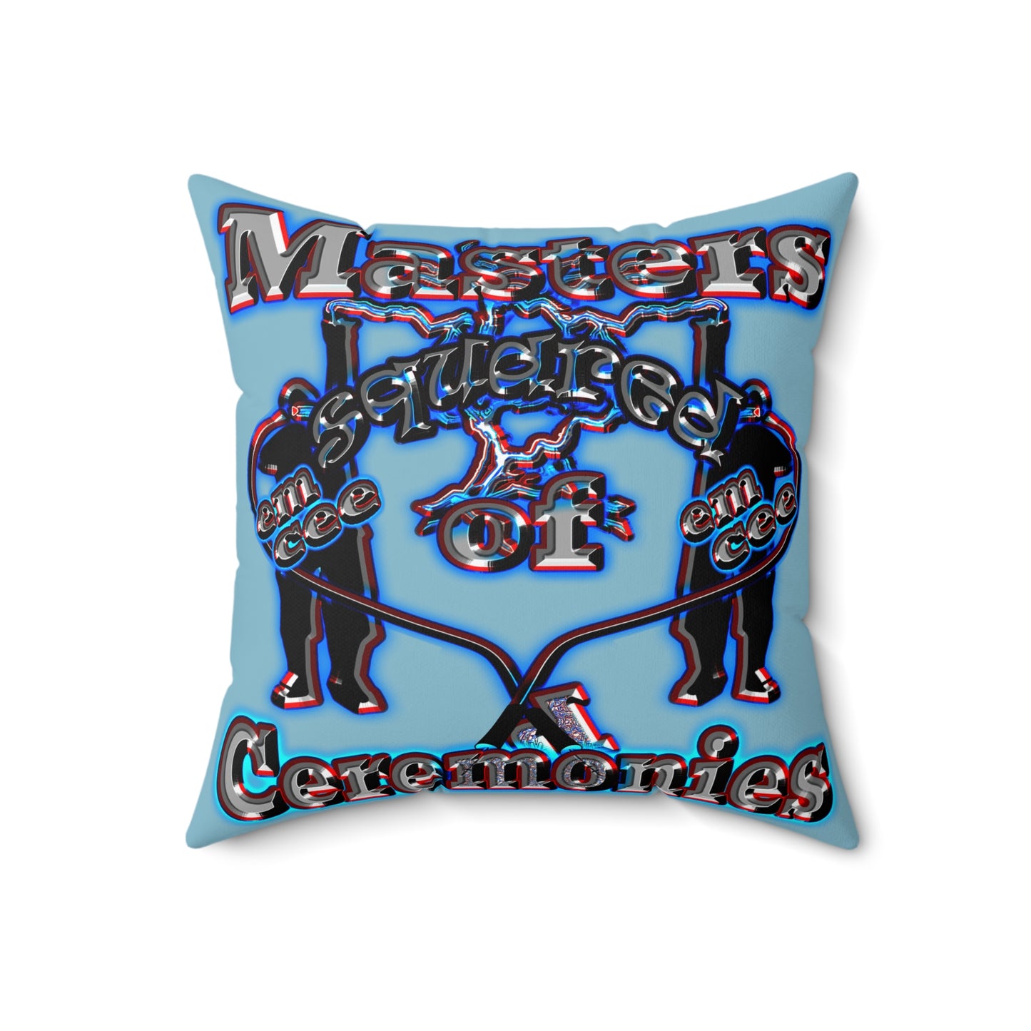 em cee squared - Spun Polyester Square Pillow - (aqua blue)