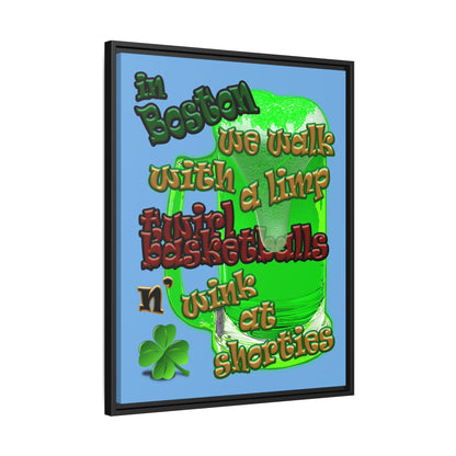 celtics logo - framed canvas art (light blue)