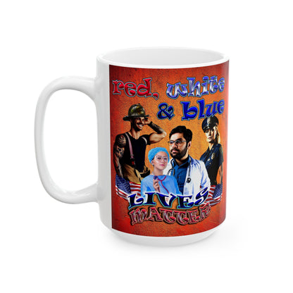 rw&b lives matter - White Mug (burnt orange)