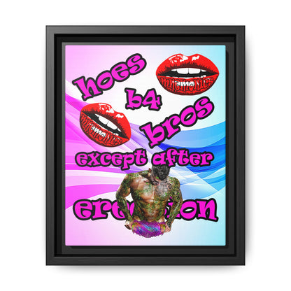 hoes b4 bros - framed canvas art (light blue-pink wave)
