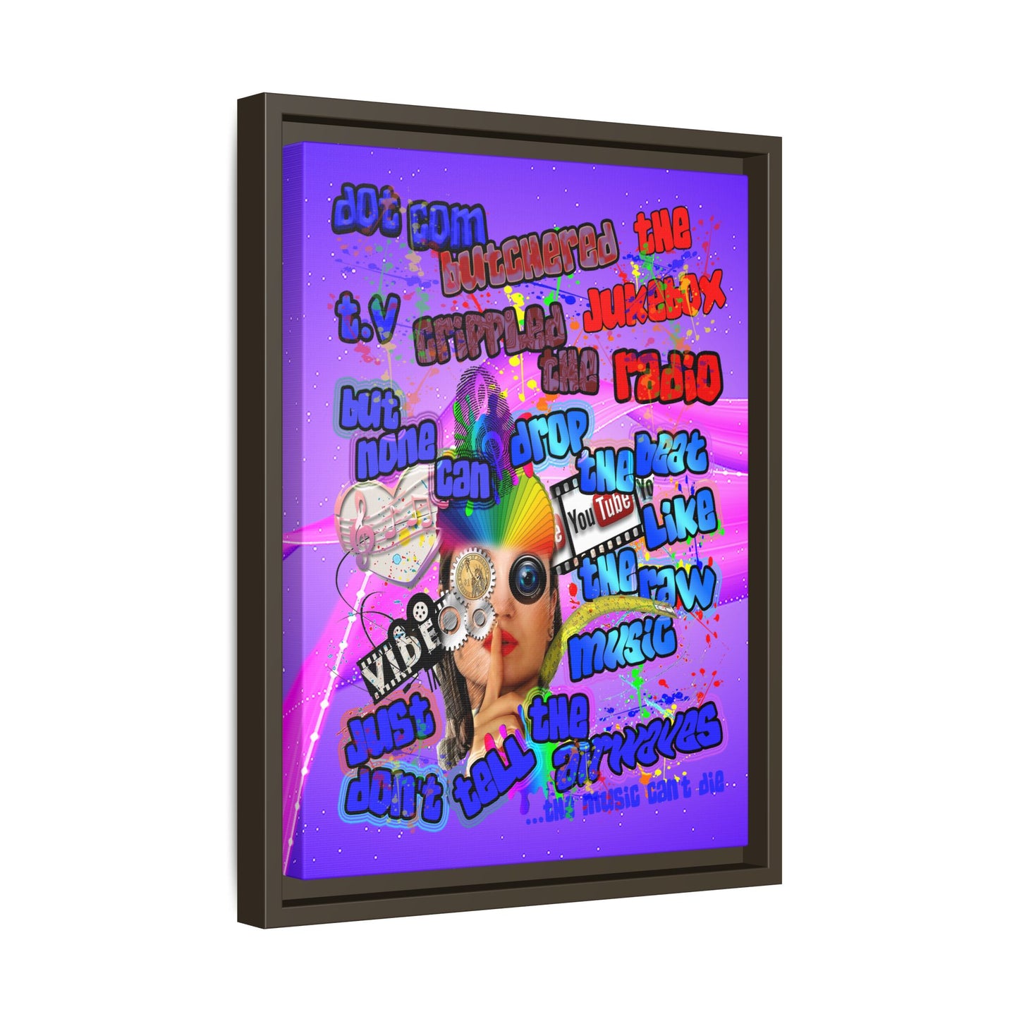 drop the beat - framed canvas art (purple-pink wave)