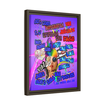 drop the beat - framed canvas art (purple-pink wave)