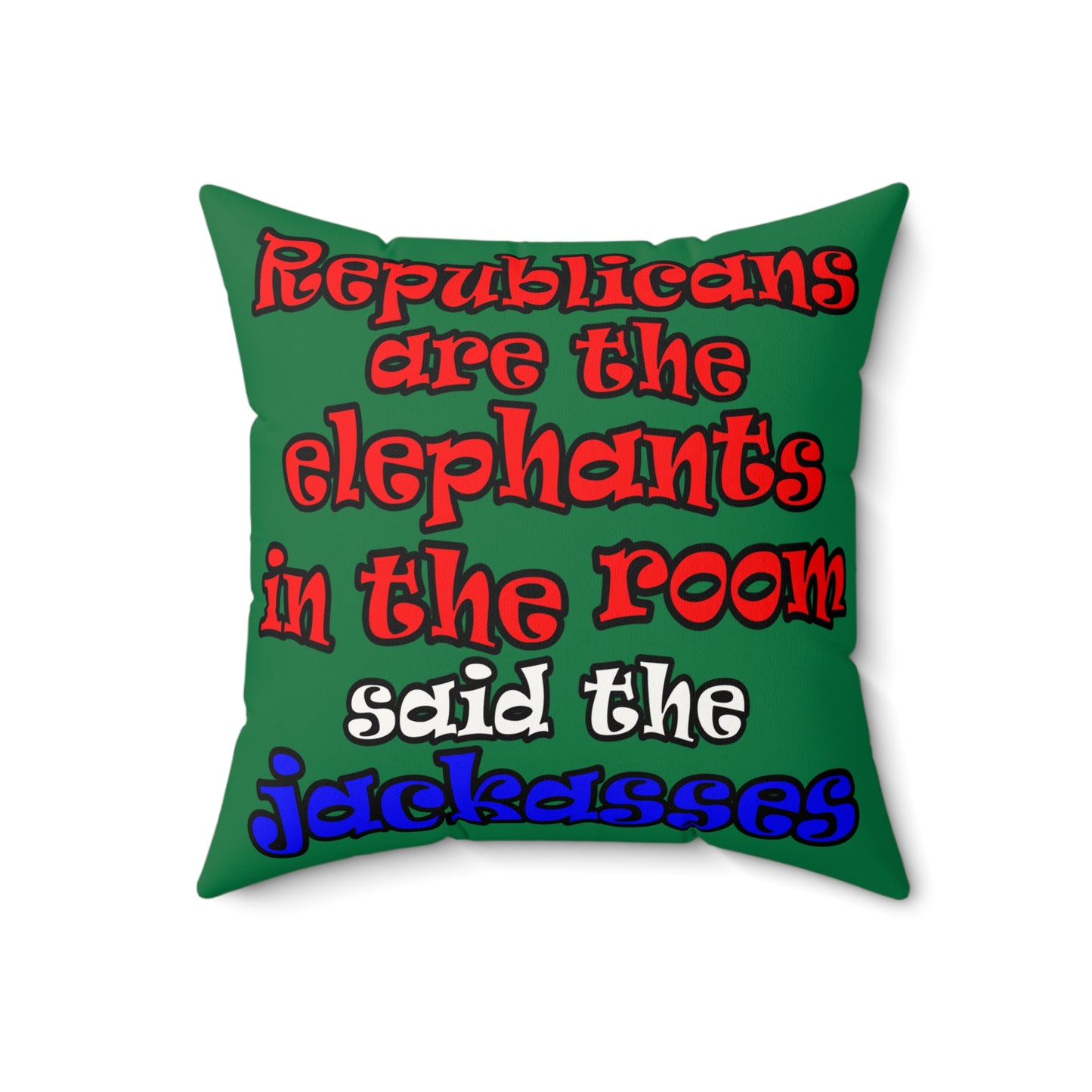 donkeys and elephants - Faux Suede Square Pillow - (dark green)