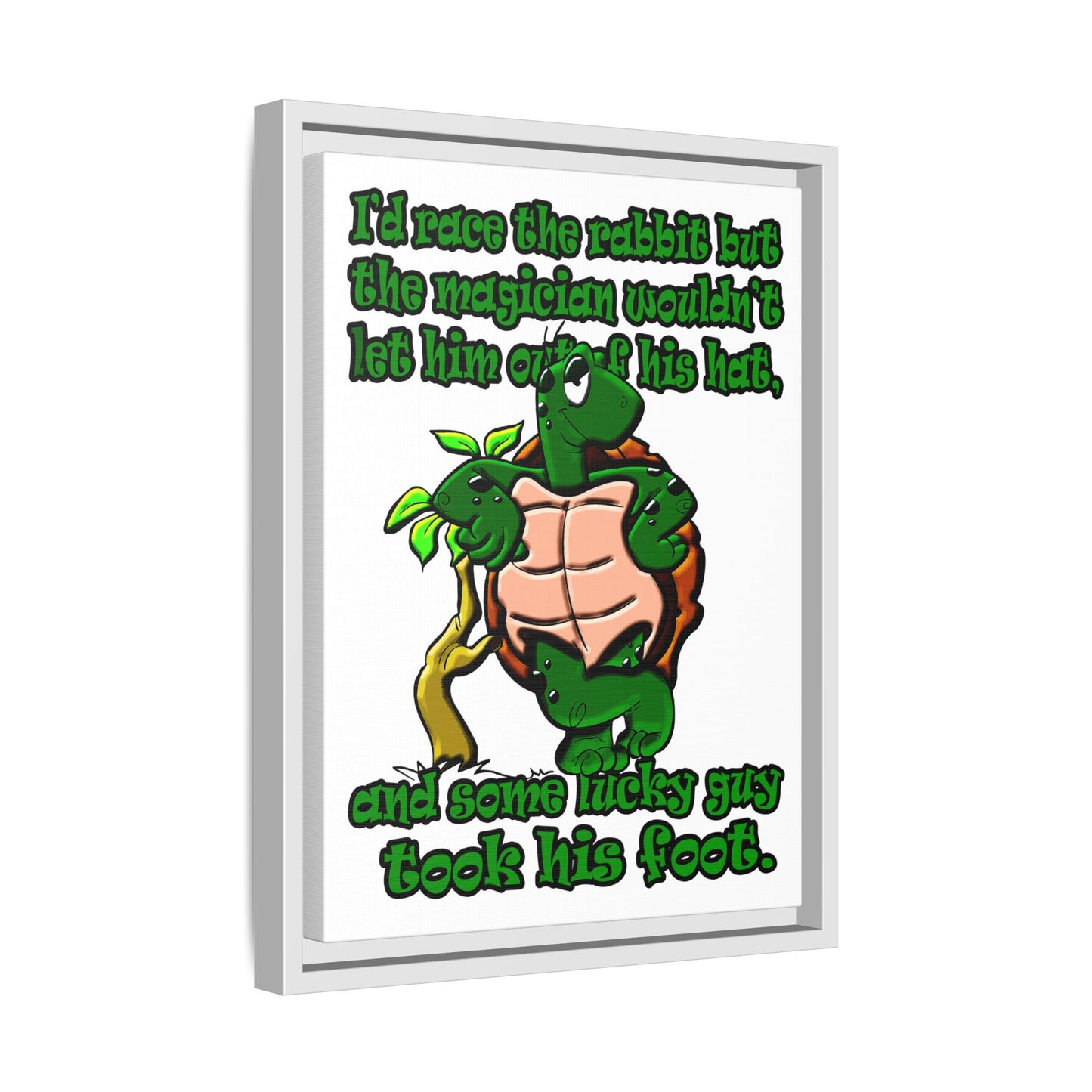 turtle race - framed canvas art (white)