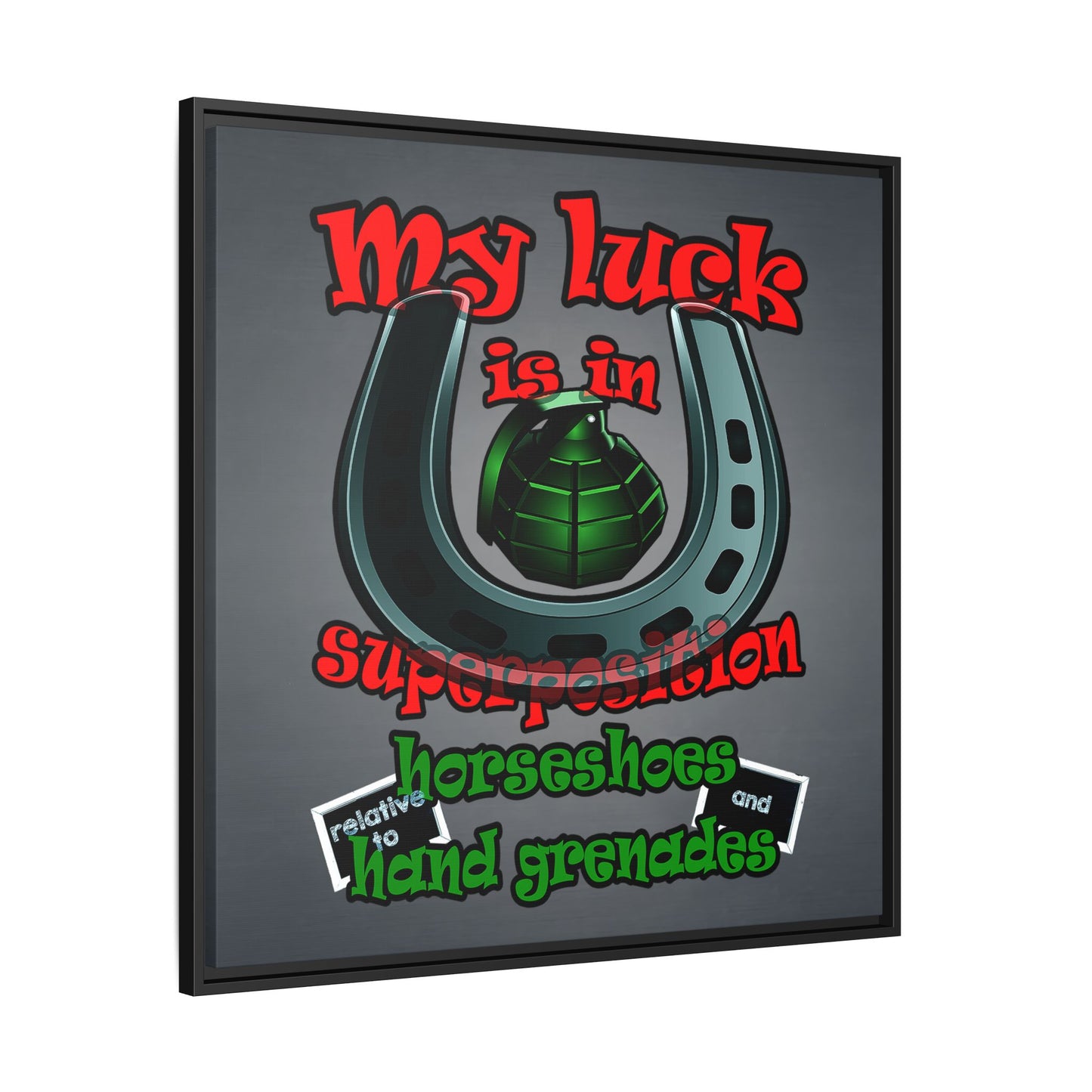 my luck - framed canvas art (grey-light grey)