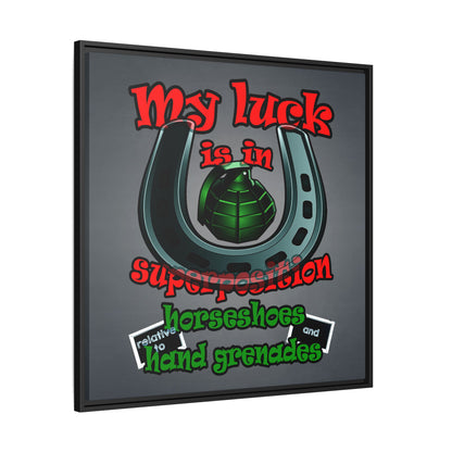 my luck - framed canvas art (grey-light grey)