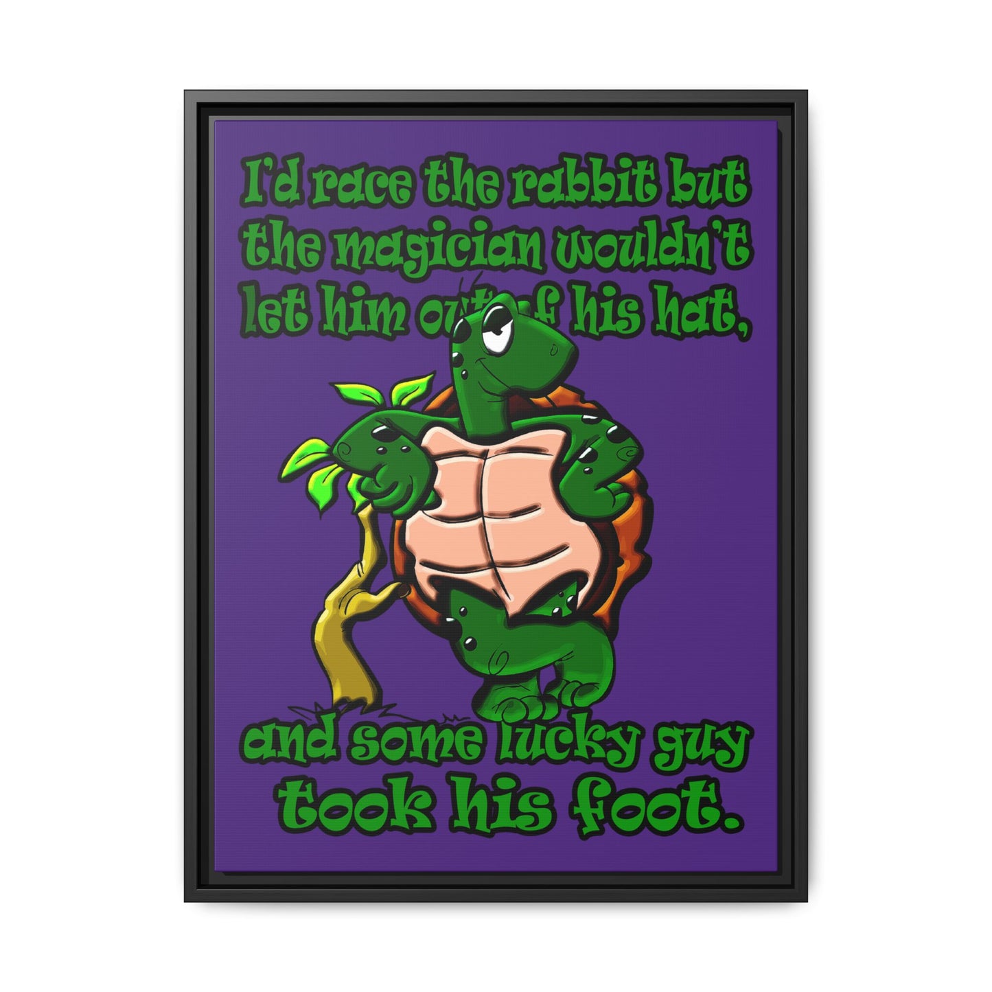 turtle race - framed canvas art (purple)