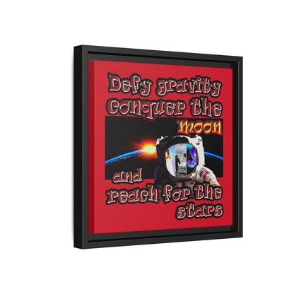 defy conquer reach - framed canvas art (dark red)