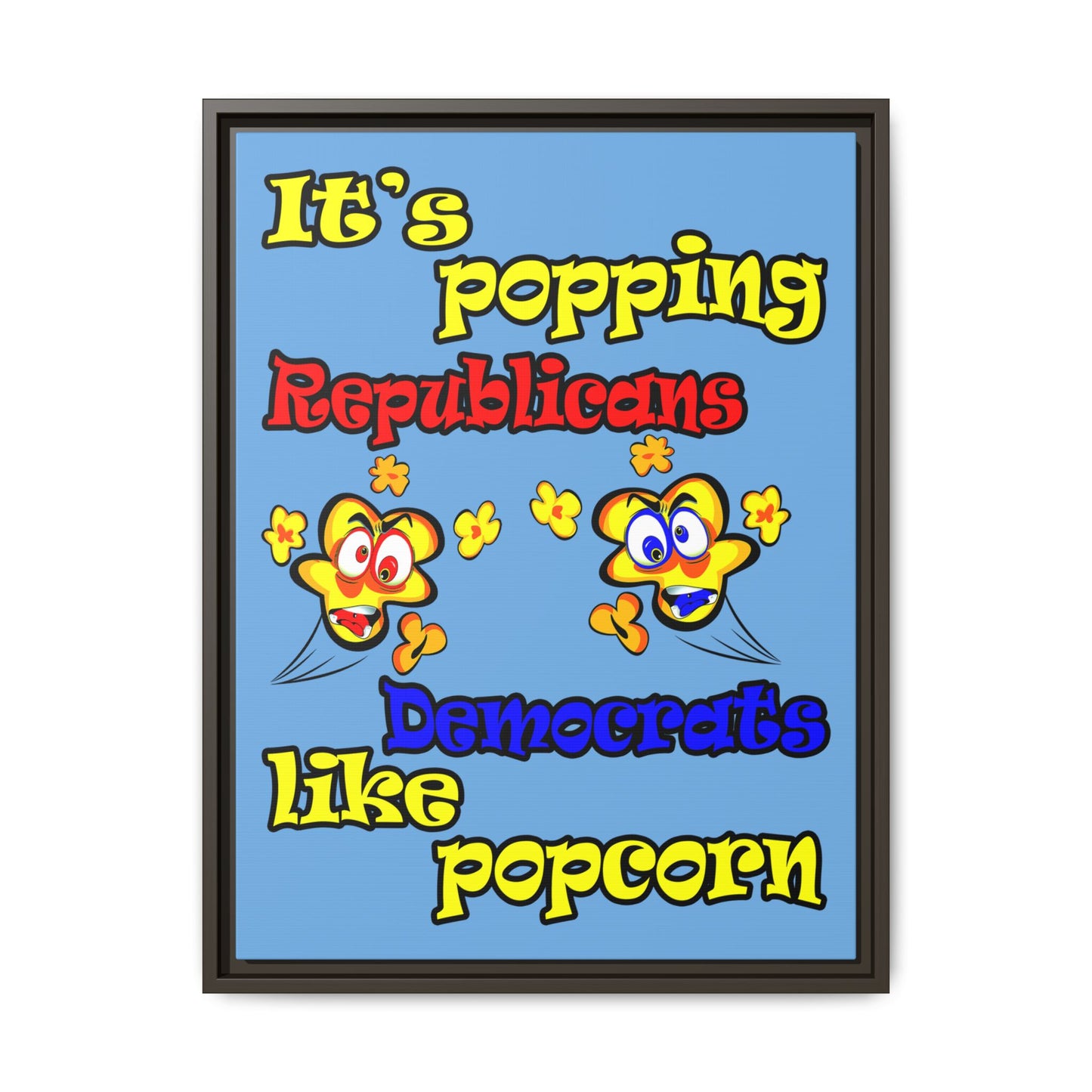 popping like popcorn - framed canvas art (light blue)