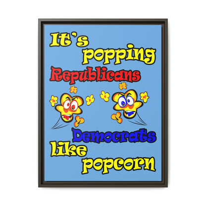 popping like popcorn - framed canvas art (light blue)